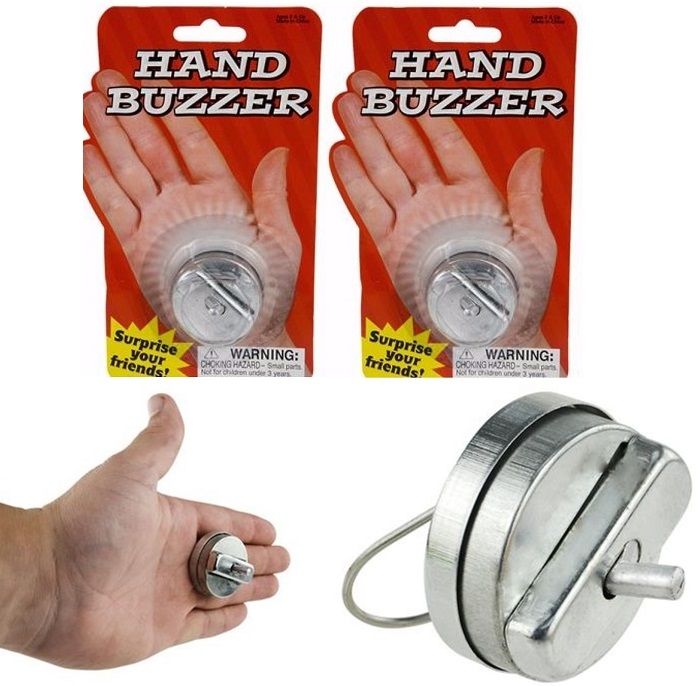 2 Metal Hand Buzzers Greeting Noise Maker Hand Shaker Shocking Gag